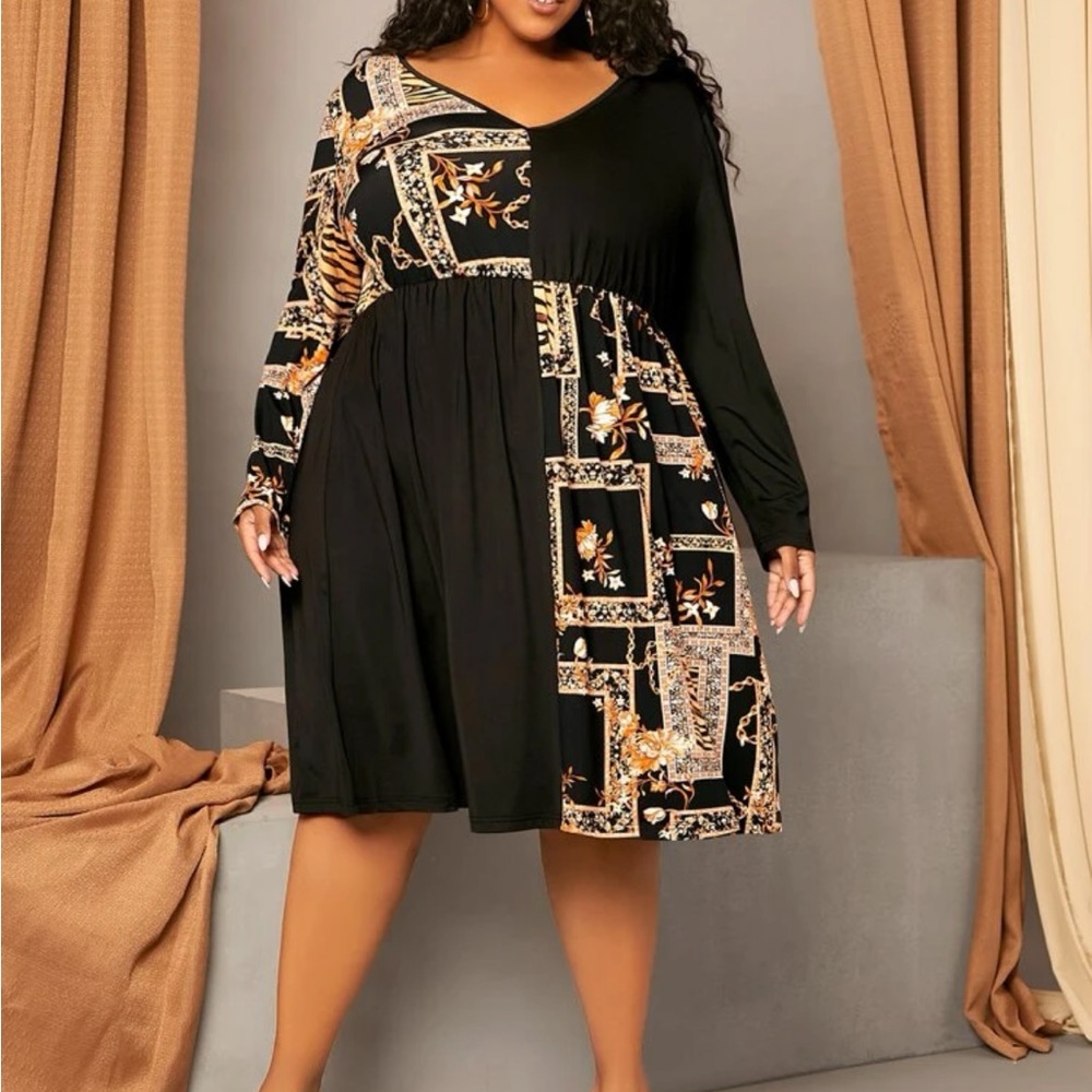 Plus Scarf Print V Neck Dress size 24/26